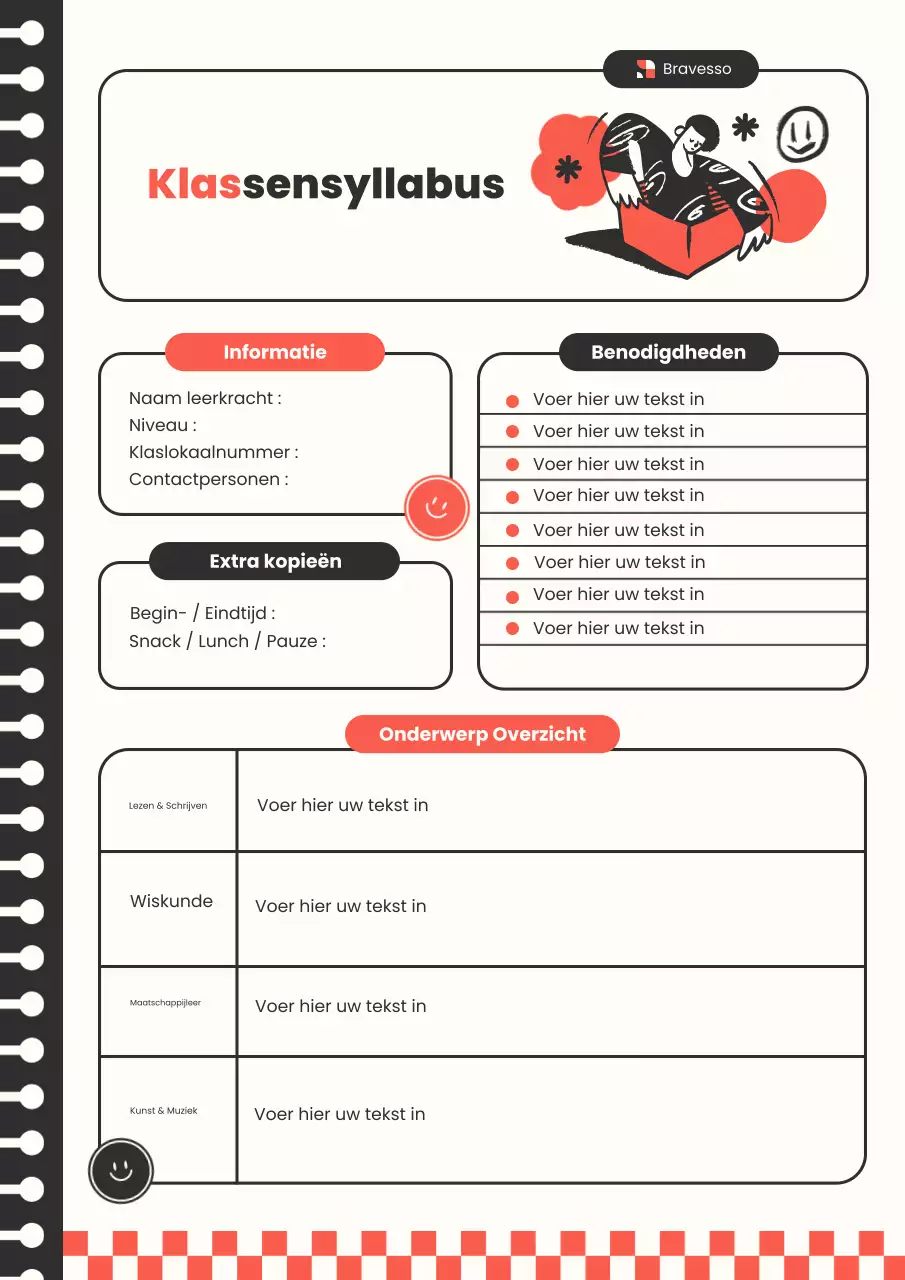 Oranje Retro Speelse Klassen Syllabus Planner Poster