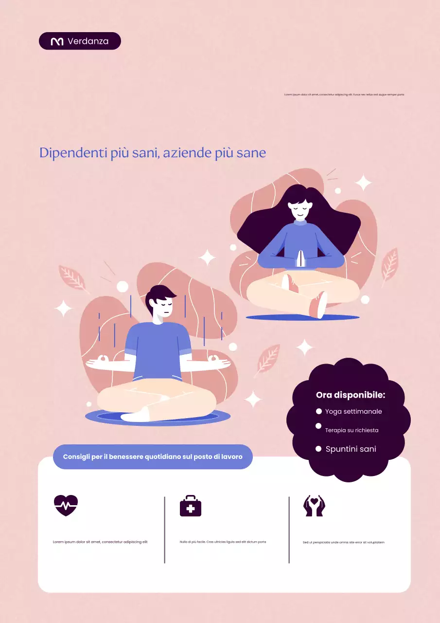 Manifesto rosa moderno del programma di benessere sul posto di lavoro