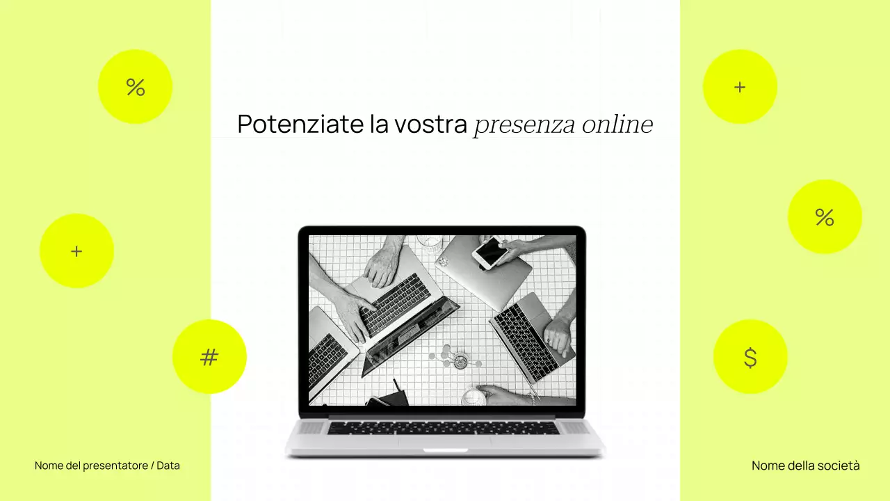 Aumenta la tua presenza online Presentazione moderna e minimalista gialla