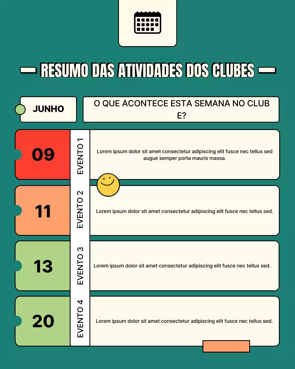 calendário de clube retrô verde