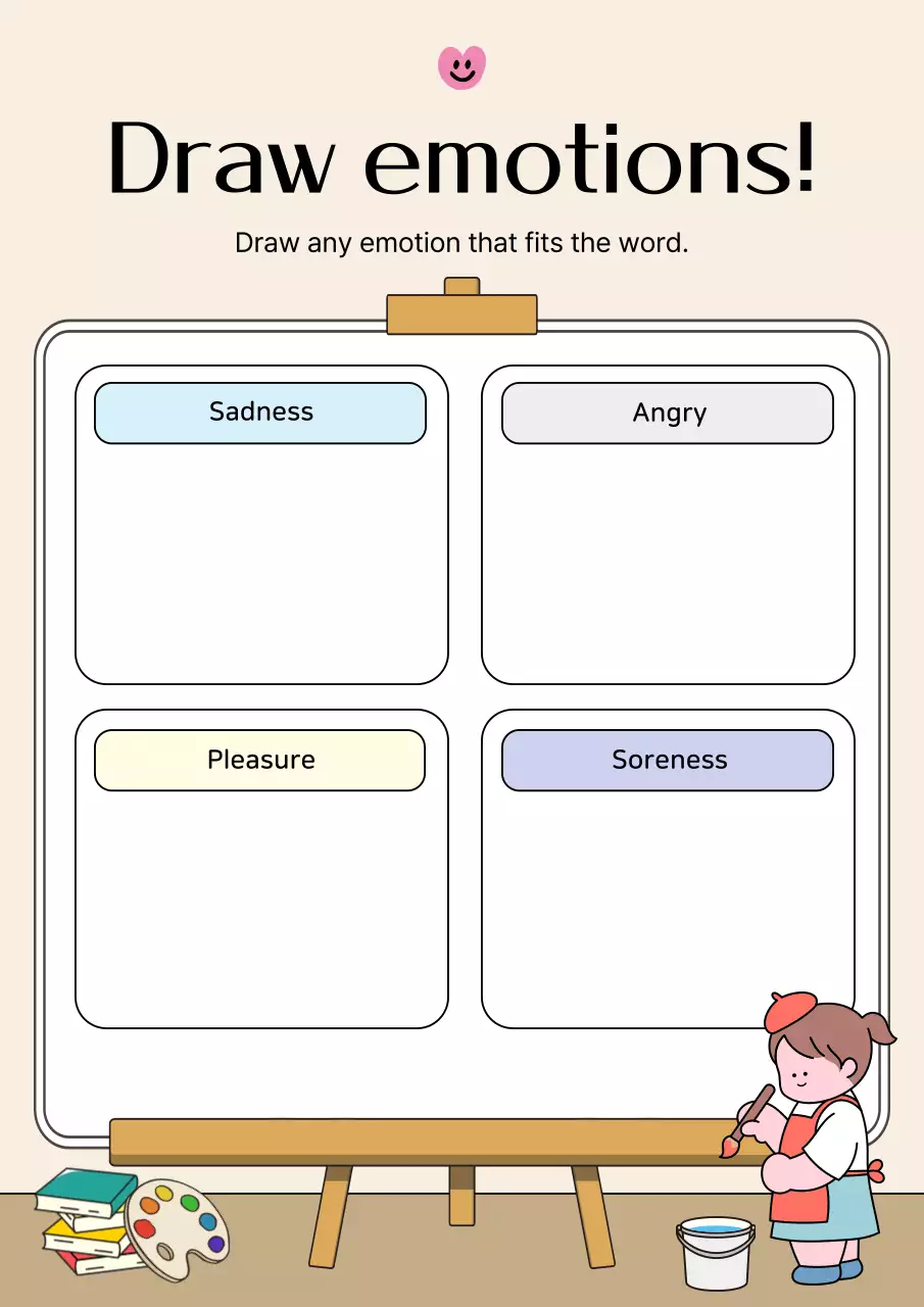 Poster giáo dục trẻ em dễ thương màu be