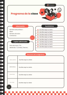 Póster naranja retro lúdico para el planificador de clases