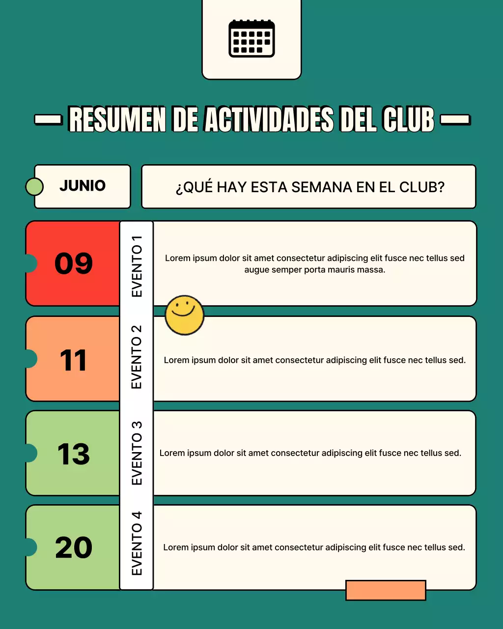 calendario del club retro verde