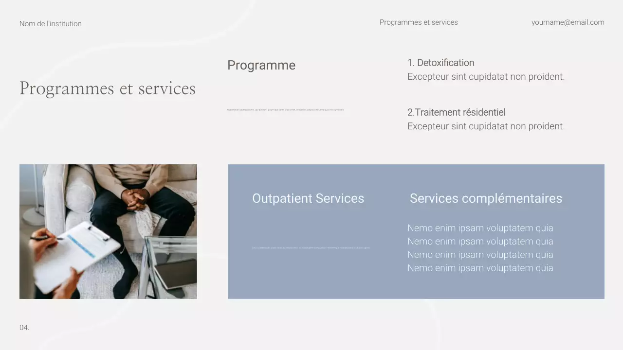 Présentation du Centre de bien-être simple et humain pour le rétablissement des dépendances