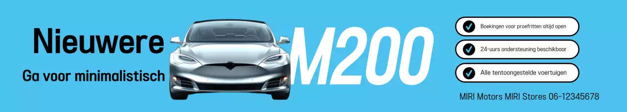 Hemelsblauwe minimalistische auto-advertentie