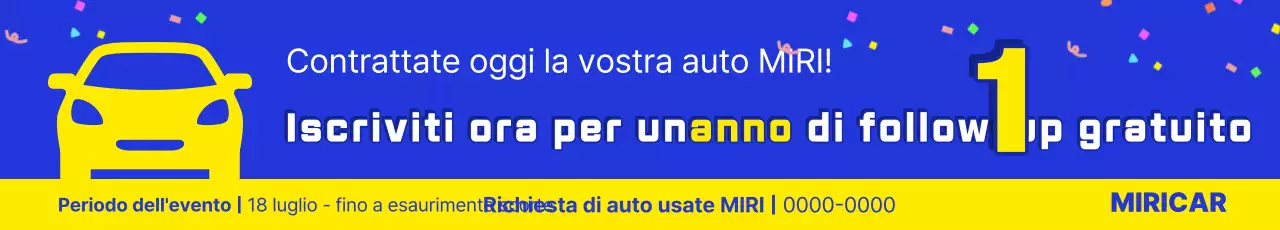 Servizio di assistenza post-vendita semplice per auto usate blu e gialle, 1 anno di pubblicità gratuita per eventi
