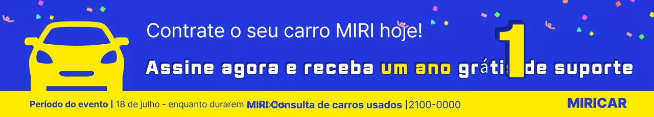 Anúncio de evento gratuito de 1 ano para pós-venda de carros usados ​​simples em azul e amarelo