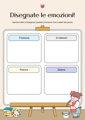 Poster educativo per bambini con un bambino beige e carino