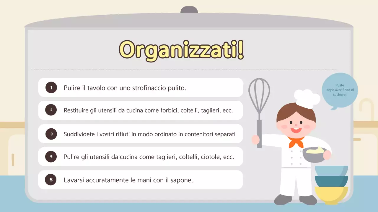 Materiali didattici per cucinare con Orange Baby