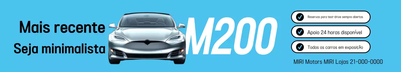 Propaganda de carro minimalista azul-celeste