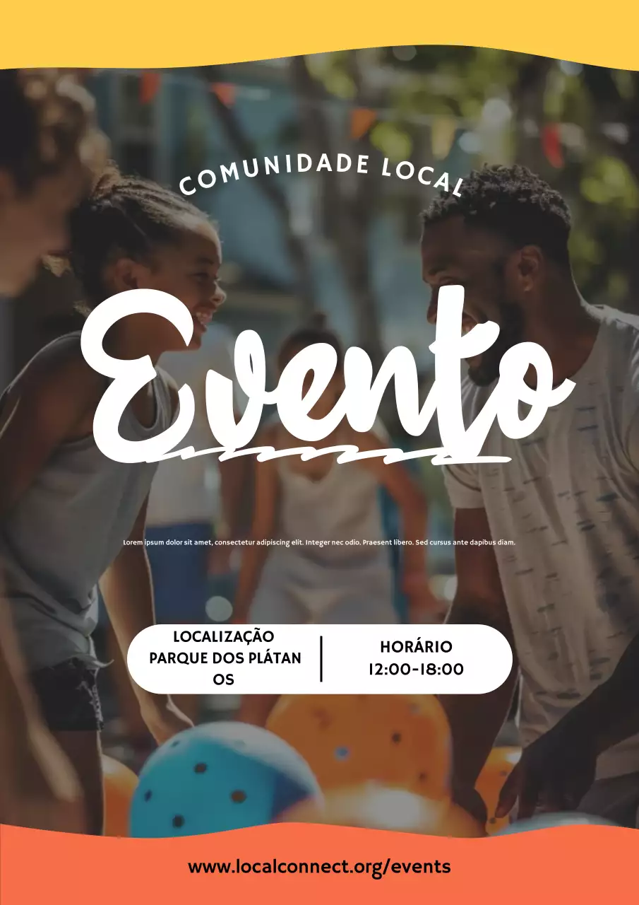 Cartaz de anúncio de evento comunitário da moda amarela