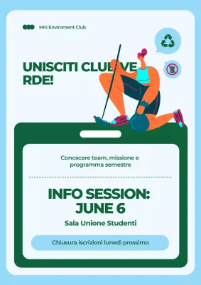 Manifesto illustrativo di reclutamento del club blu e verde