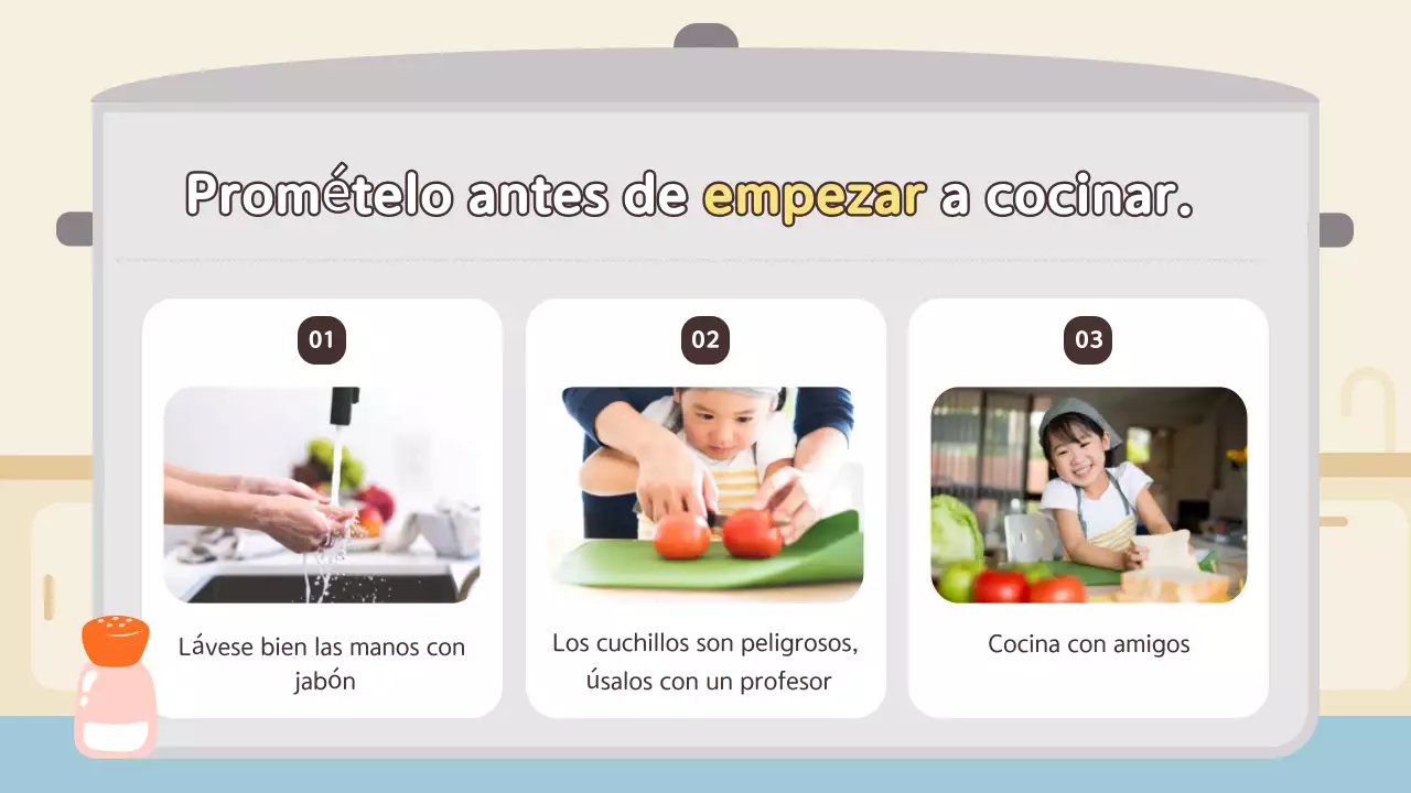Materiales educativos de cocina para bebés de color naranja