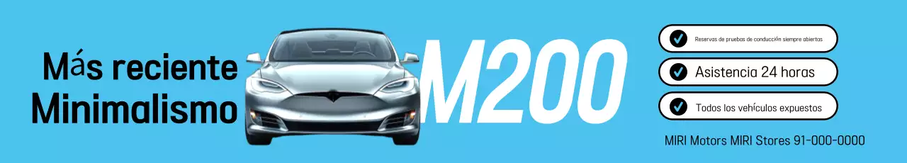 Anuncio minimalista de coche en color azul cielo