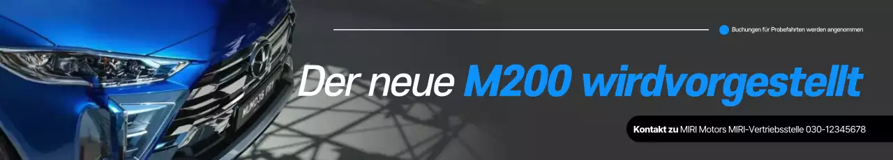 Werbeaktion zur Markteinführung eines modernen blauen Autos