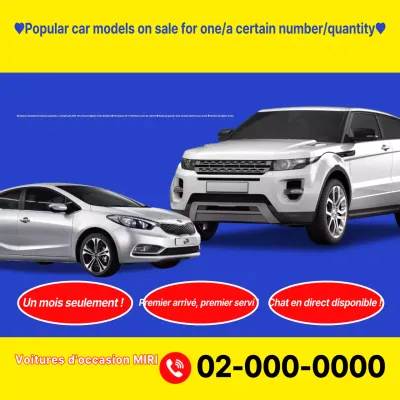 Publicité de voiture d'occasion à contraste jaune