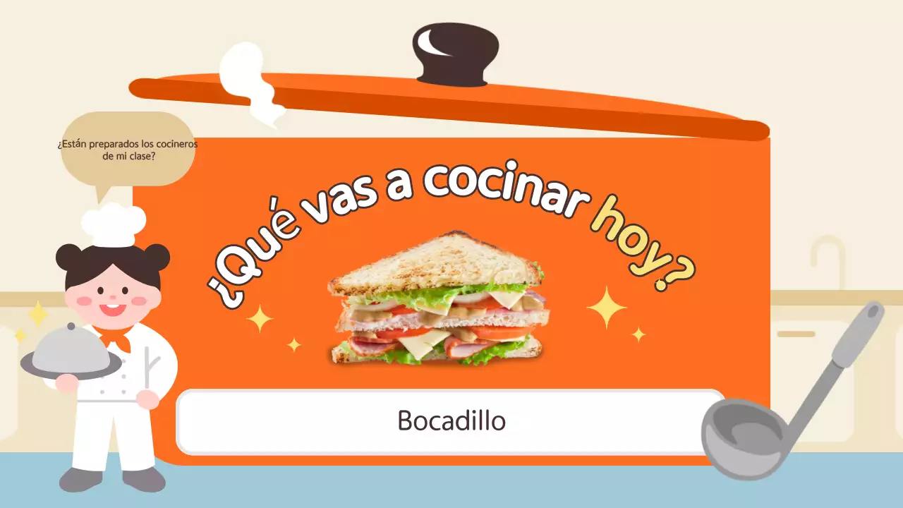 Materiales educativos de cocina para bebés de color naranja