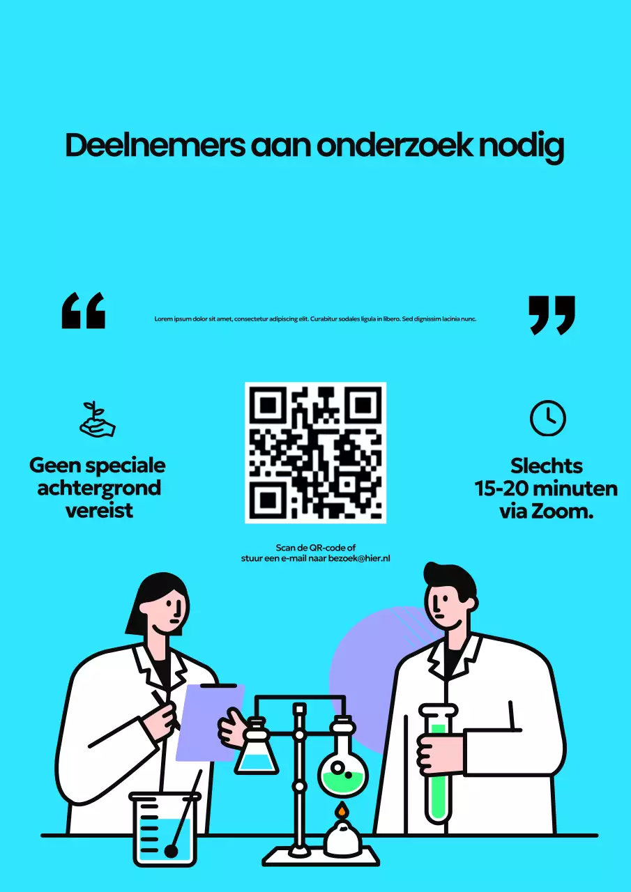 Blauwe moderne onderzoekswervingsposter