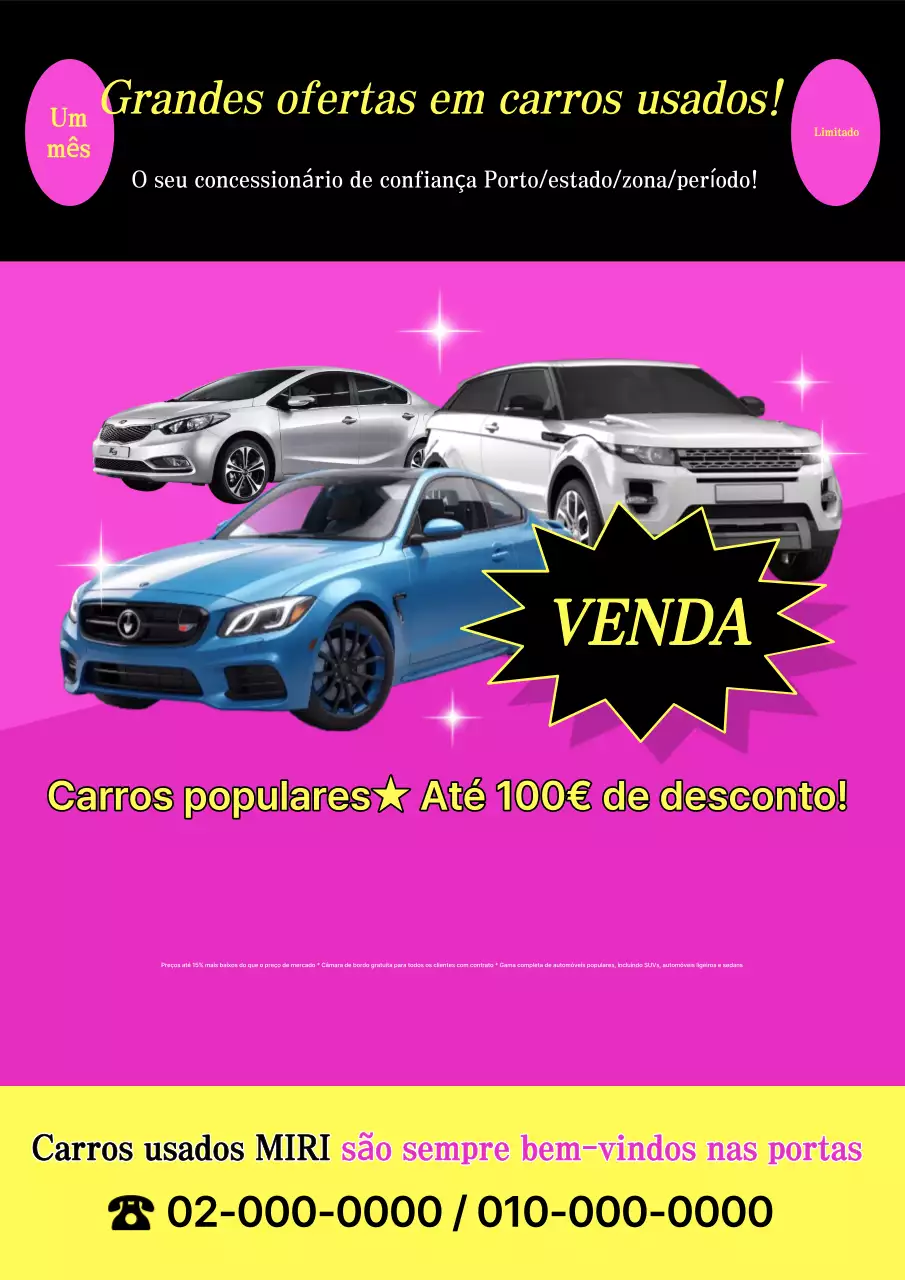Evento de venda de carros Pink Pop