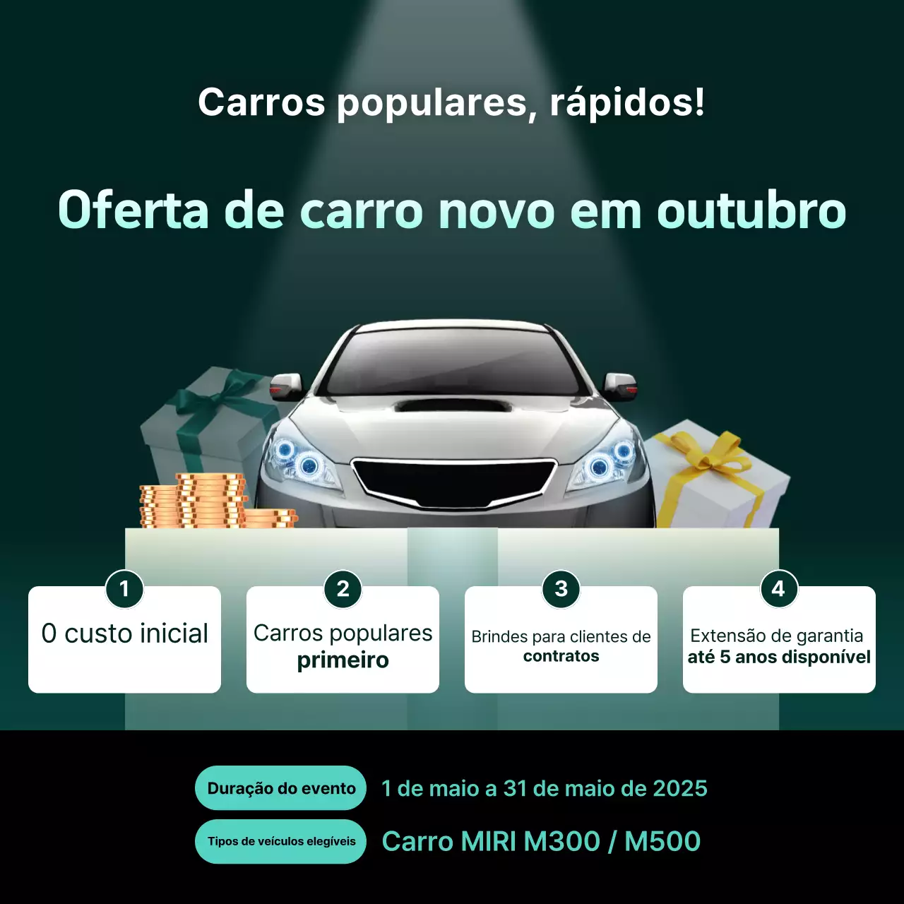 Promoção de Carros Modernos Verdes