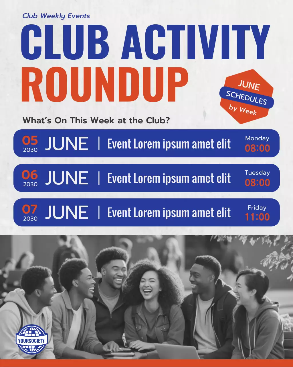 Blue Modern Club Schedule Announcement Instagram Post