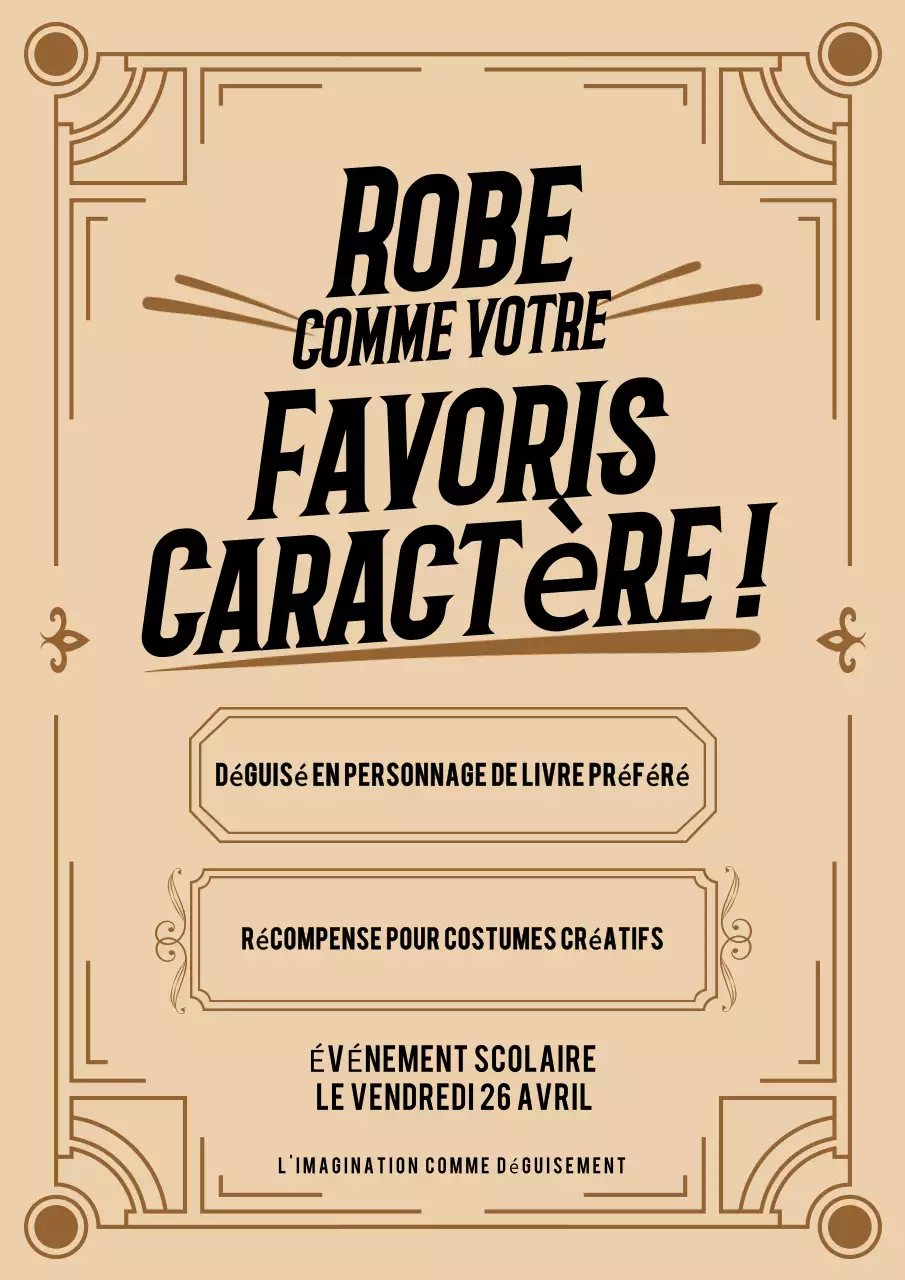Annonce d'événement de costume vintage beige