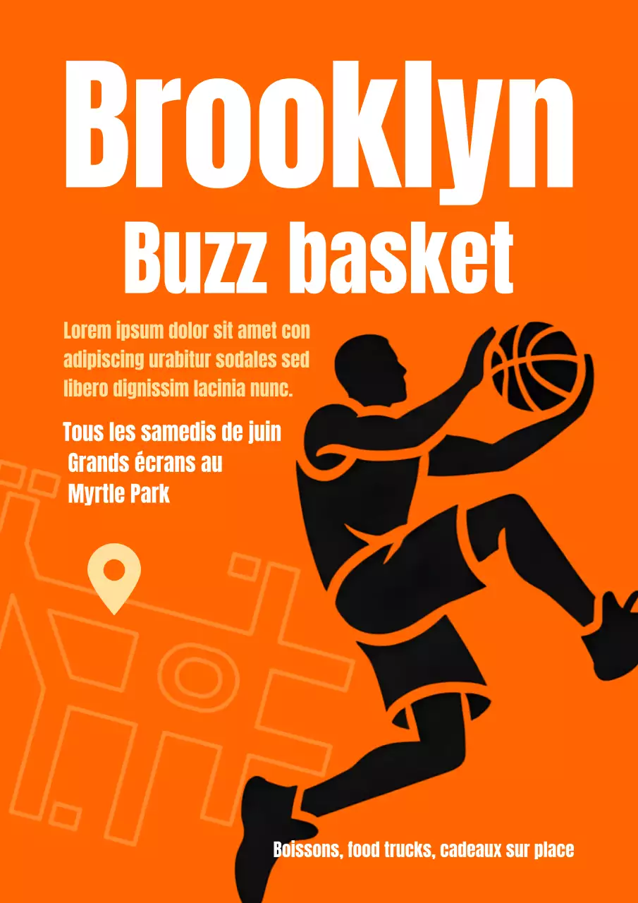 Affiche d'annonce de basket-ball rétro orange