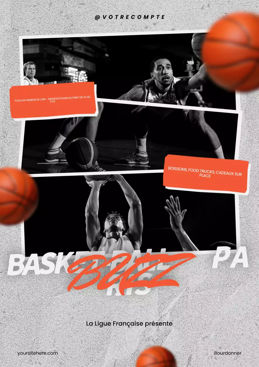 Affiche promotionnelle de basket-ball urbain orange