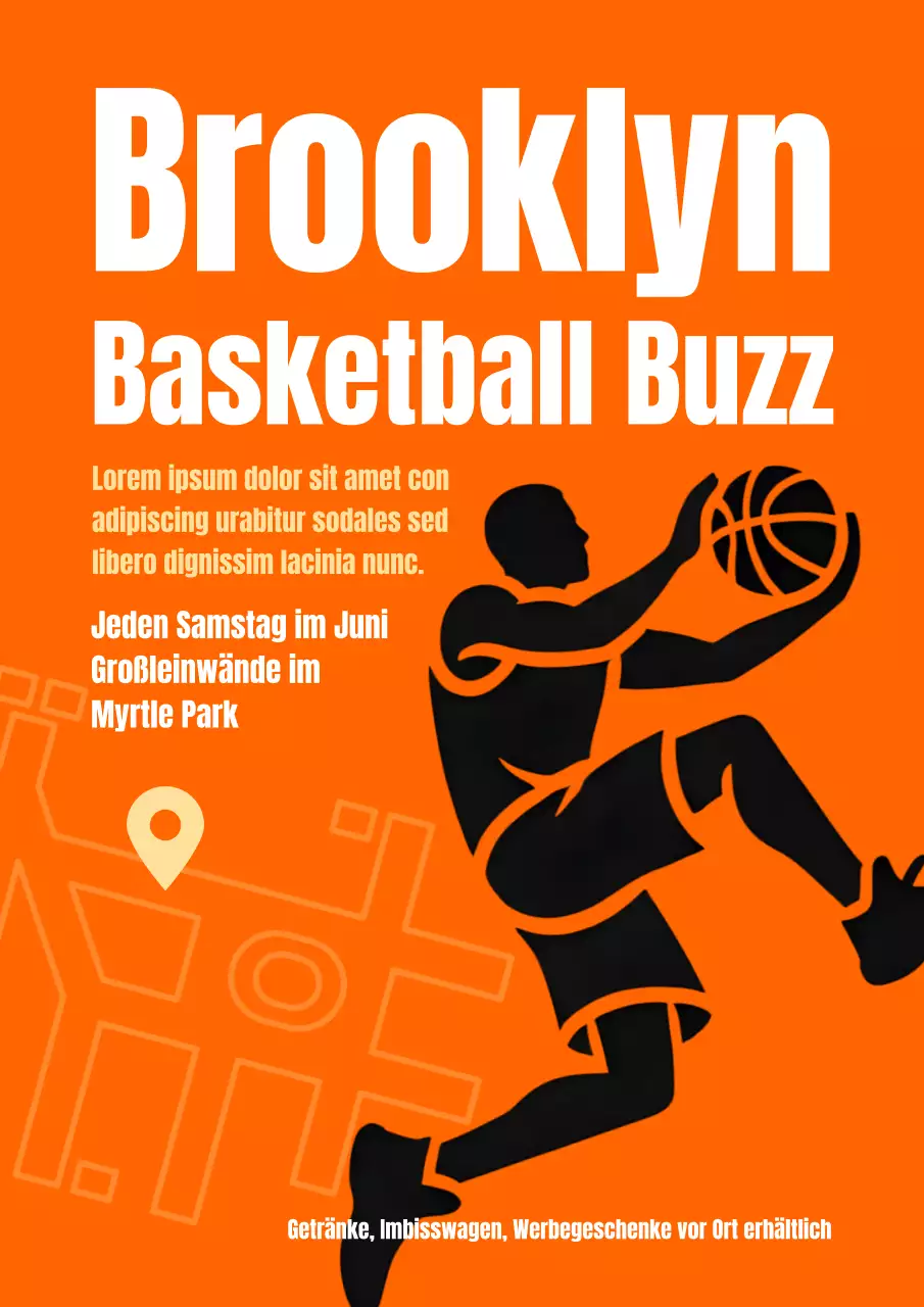 Orange Retro-Basketball-Ankündigungsplakat