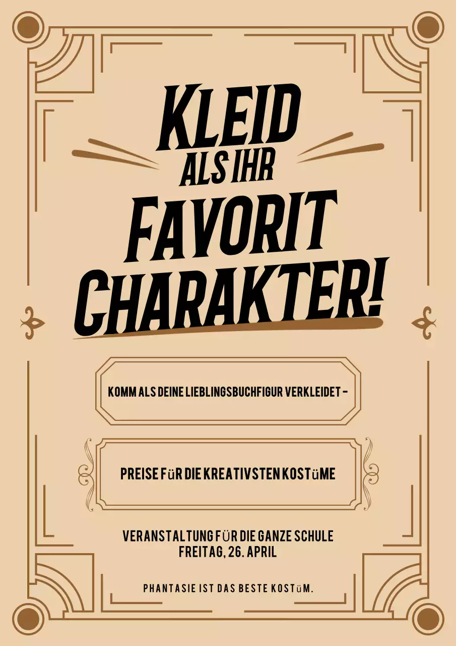 Ankündigung eines Beige-Vintage-Kostüm-Events