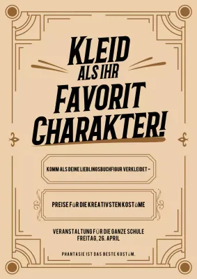 Ankündigung eines Beige-Vintage-Kostüm-Events