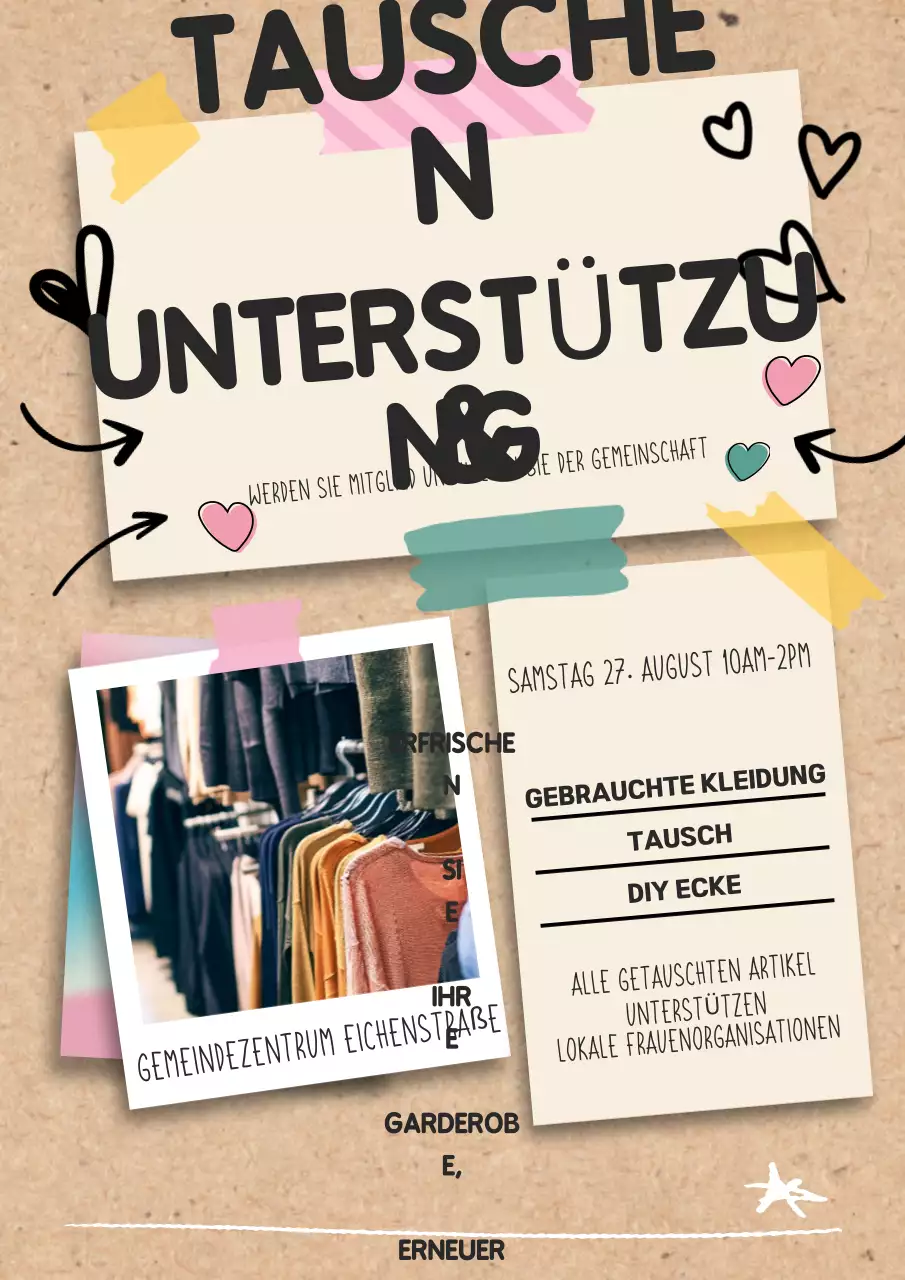 Beige Retro-Kleidung Event-Promotion