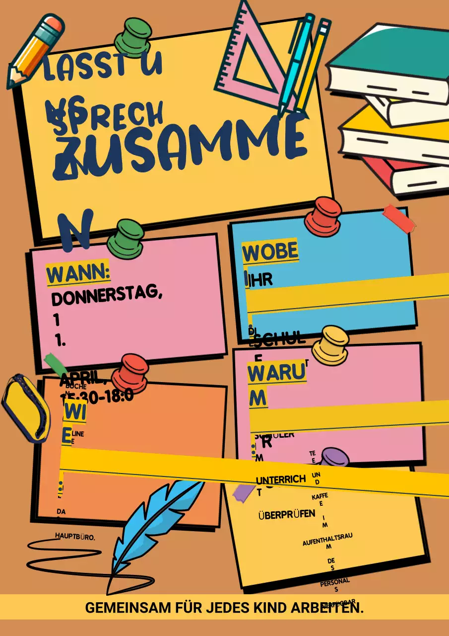 Gelbe Retro-Schulveranstaltungsankündigung