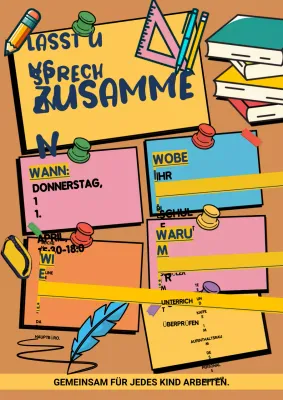 Gelbe Retro-Schulveranstaltungsankündigung