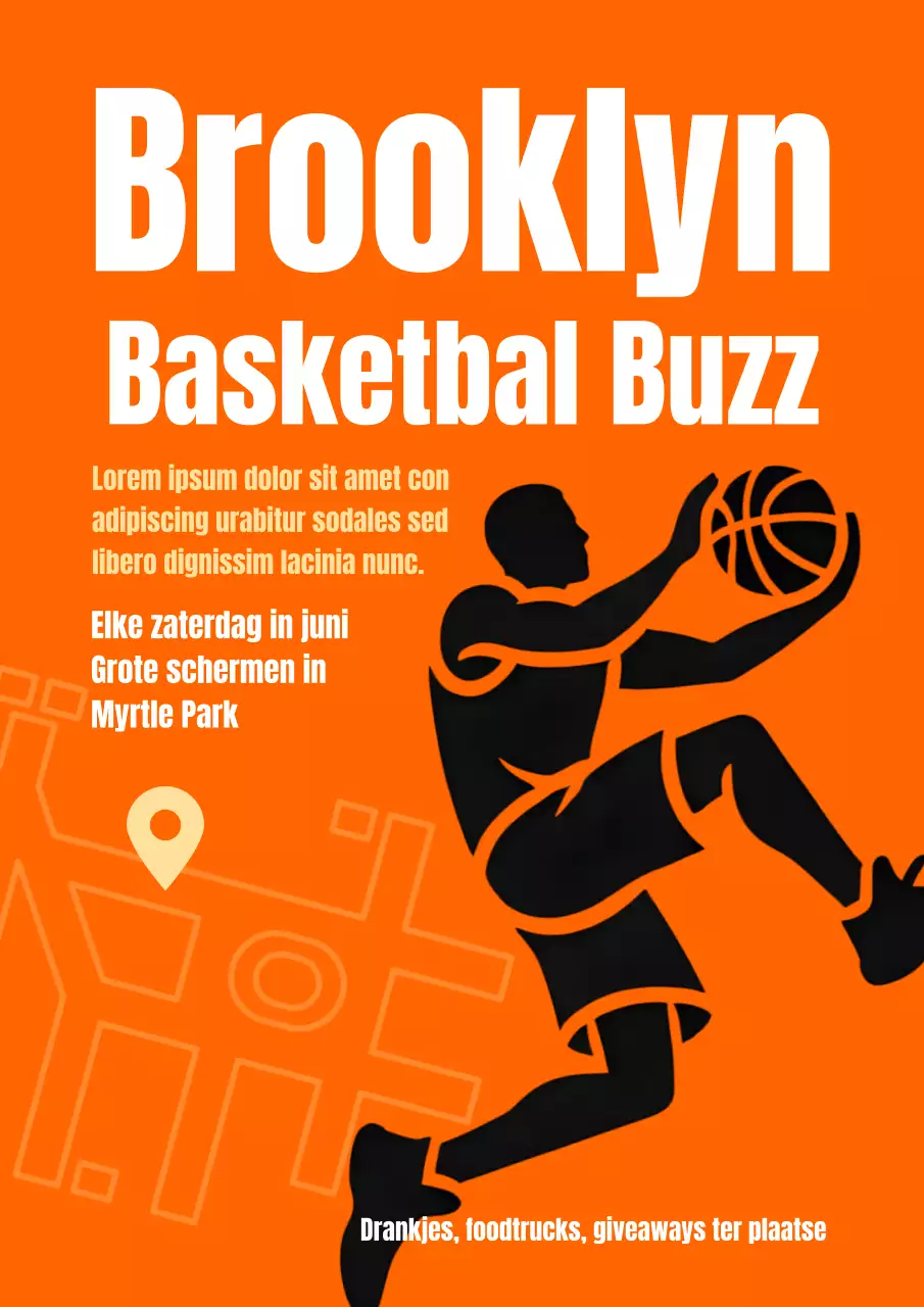 Oranje Retro Basketbal Aankondigingsposter
