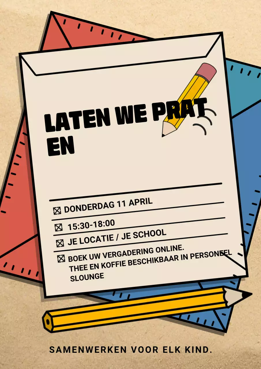 Beige Retro Schoolevenement Aankondiging