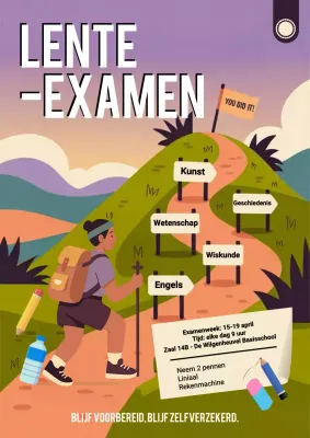 Paarse moderne examenaankondiging