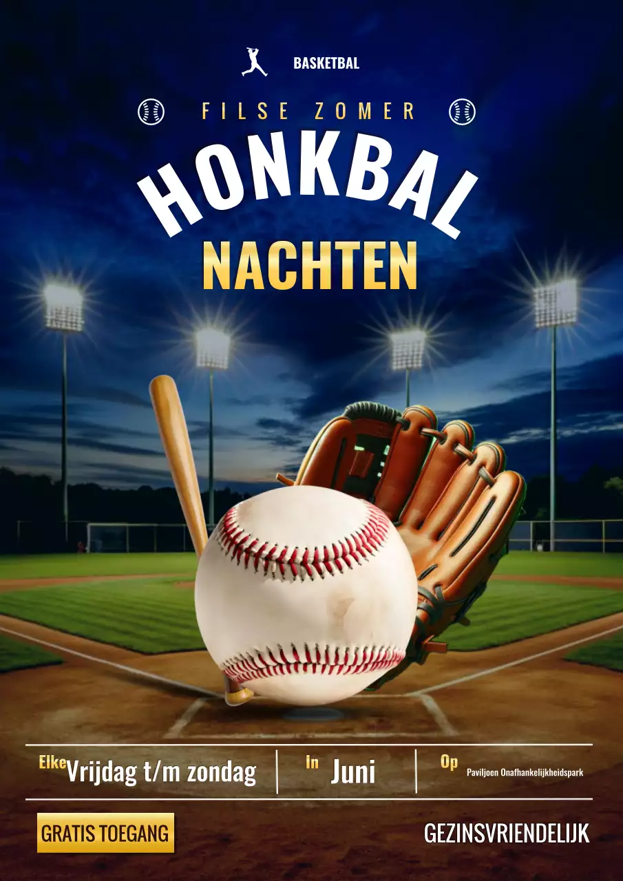 blauw modern honkbalevenement