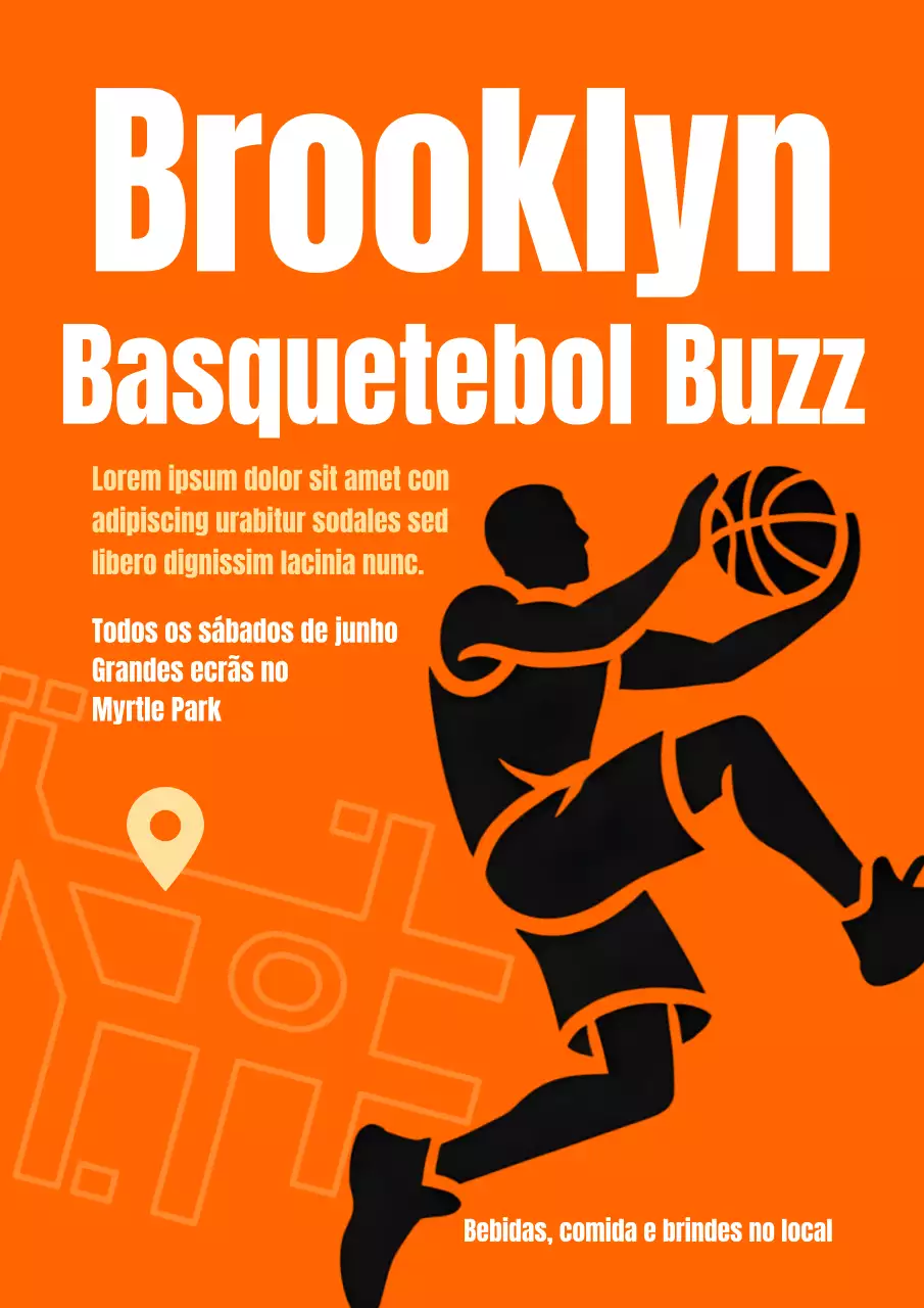 Cartaz de anúncio de basquete retrô laranja