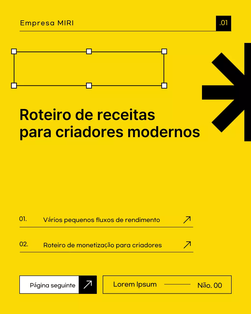 Carrossel de postagens do Instagram com dicas para criadores modernos em amarelo