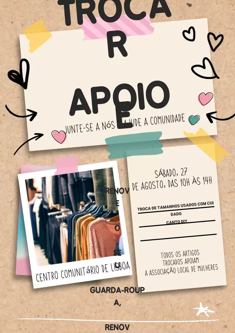Promoção de evento de roupas retrô bege