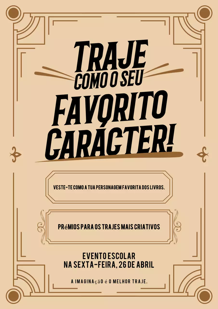 Anúncio do evento de fantasia vintage bege