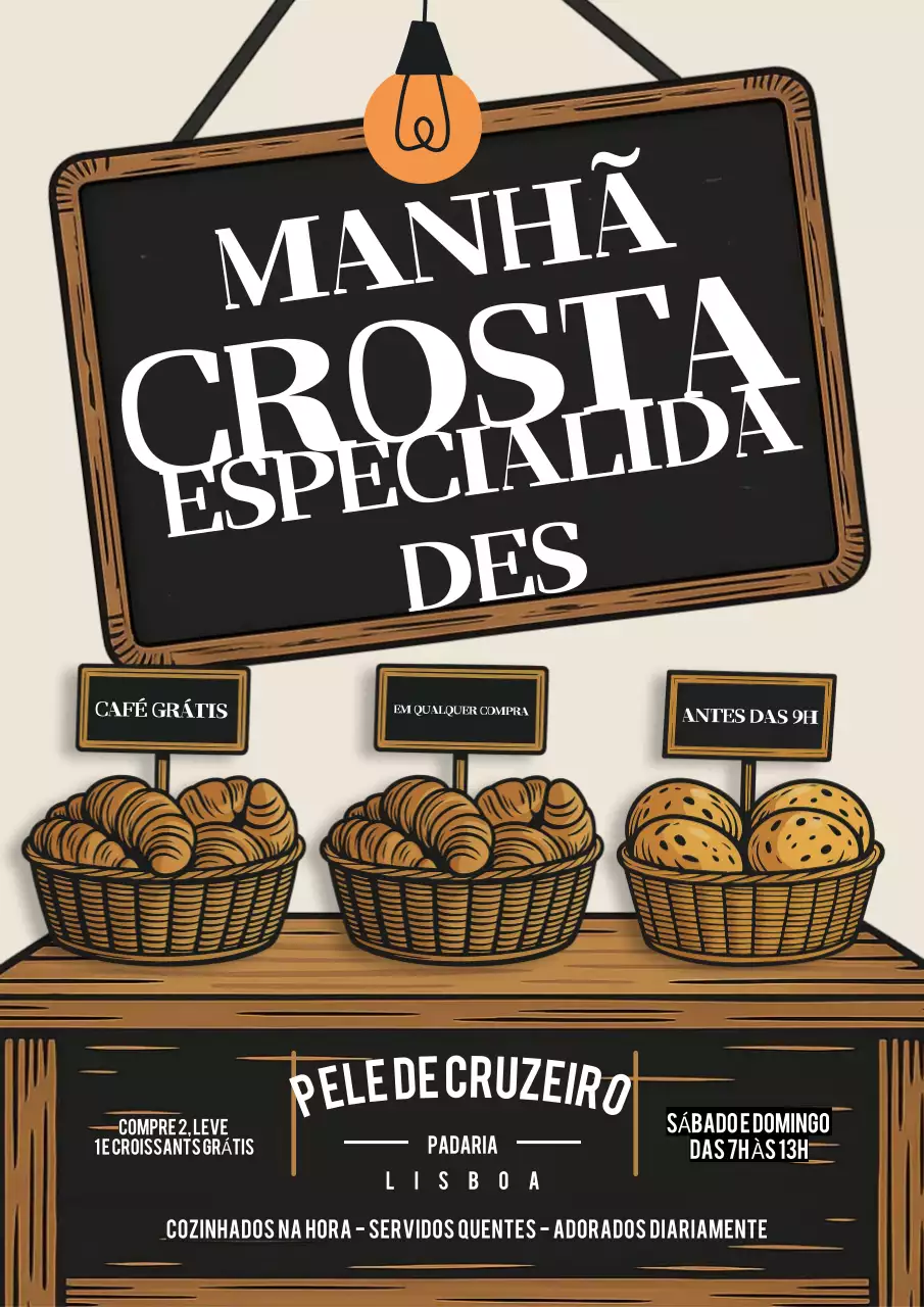 Promoção de Padaria Rústica Bege