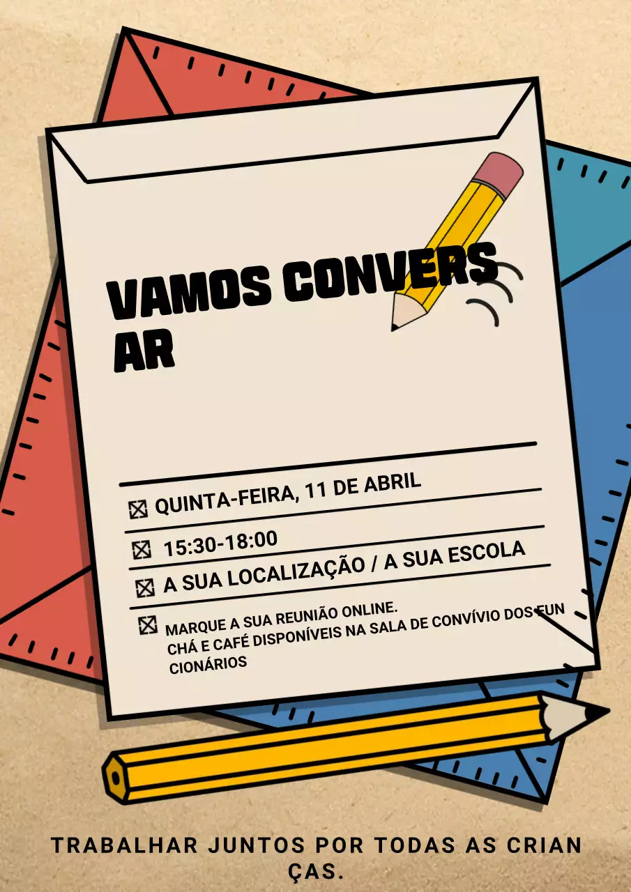 Anúncio do evento escolar retrô bege