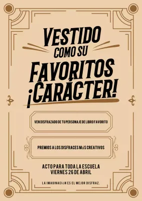 Anuncio de evento de disfraces vintage beige