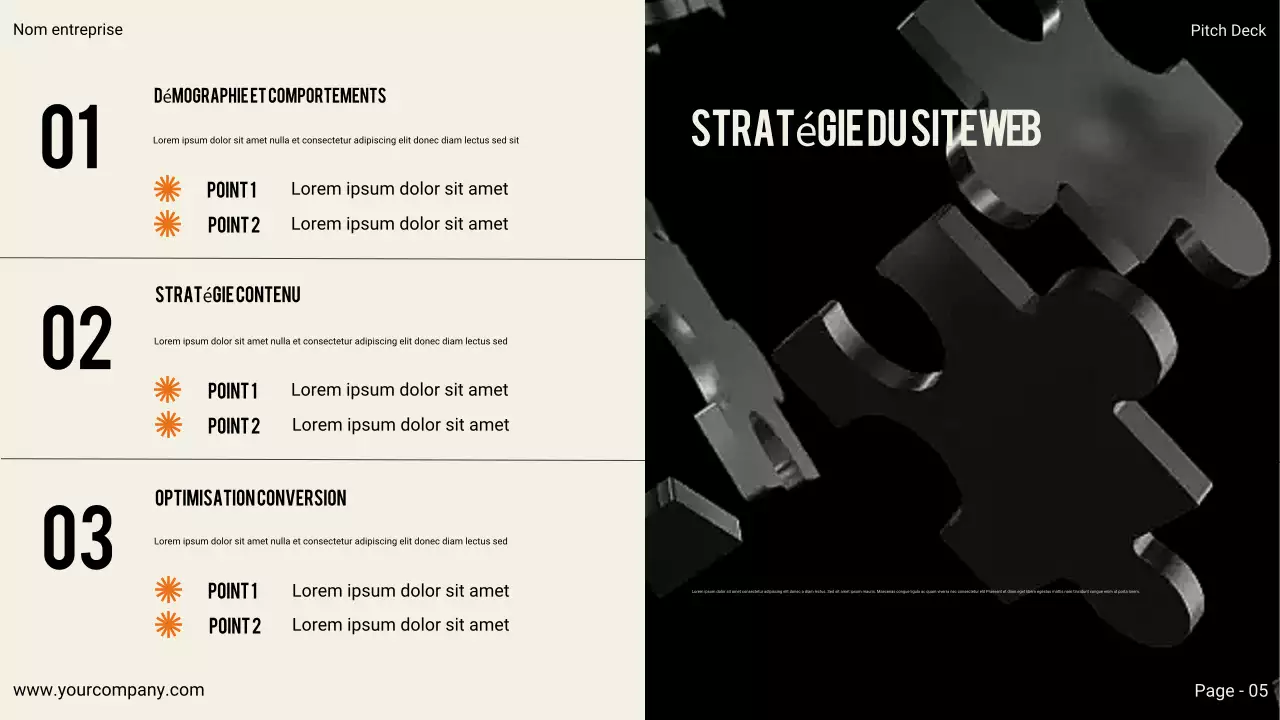 Présentation commerciale moderne noire