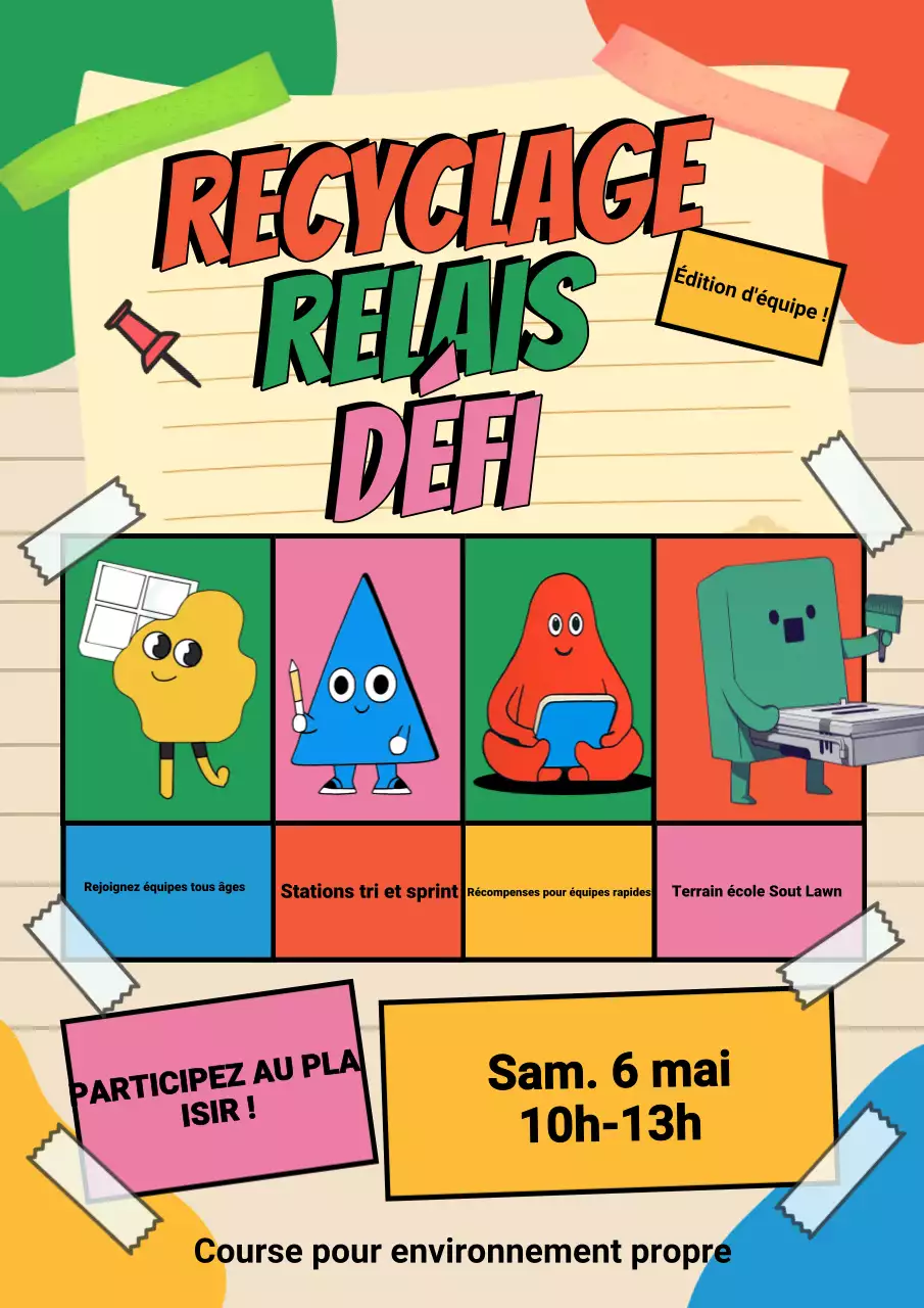 Annonce d'un événement de recyclage ludique et coloré