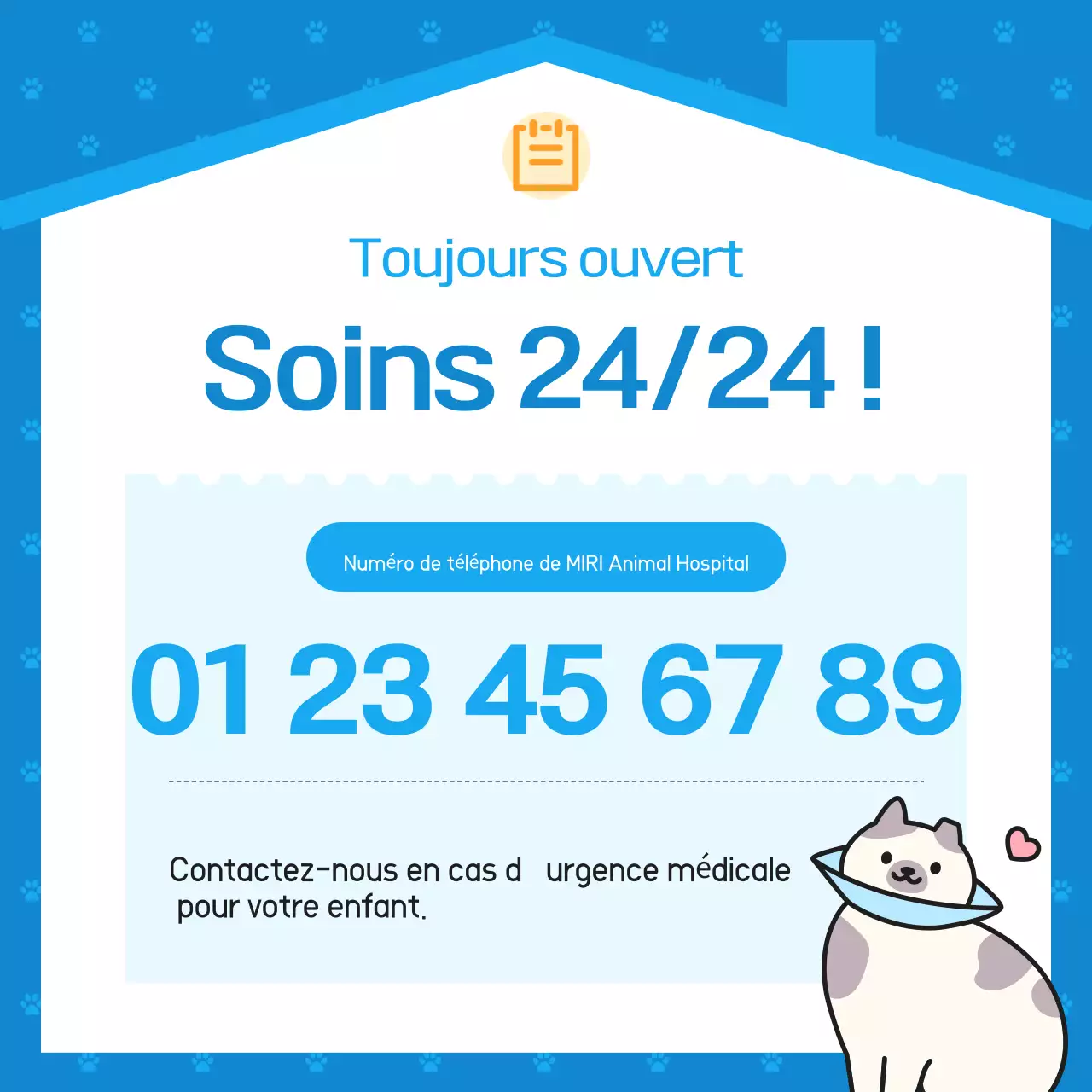 Publicité pour l'hôpital vétérinaire Blue Simple