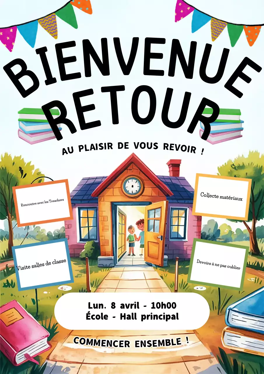 Annonce d'un événement scolaire ludique et coloré