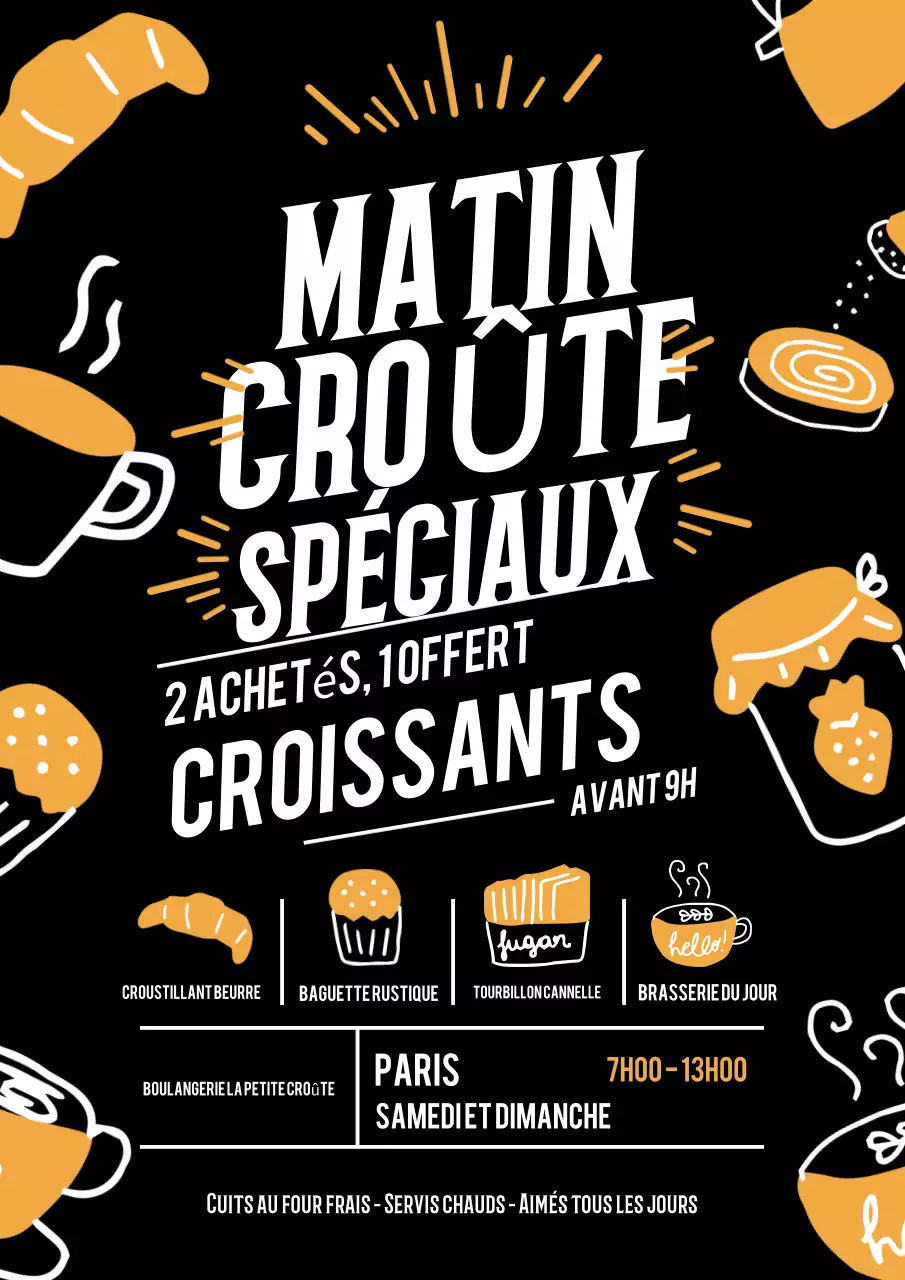 Promotion de la boulangerie rétro noire